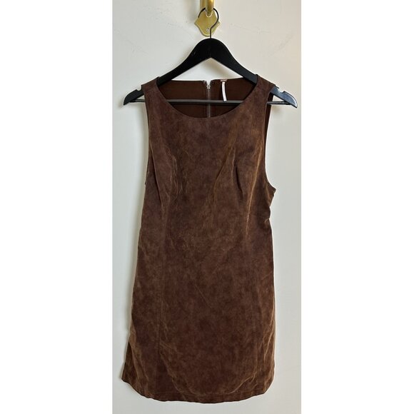 FREE PEOPLE Atlas Cutout Faux Suede Minidress in Chicory Coffee Size Medium - Picture 5 of 14